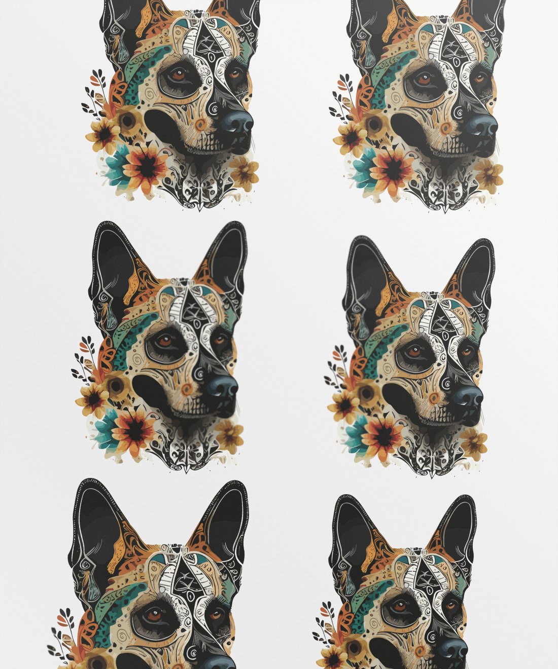 skull-faced-dog-surrounded-by-flowers_-unique-and-intriguing-artistic-expression - Image 1