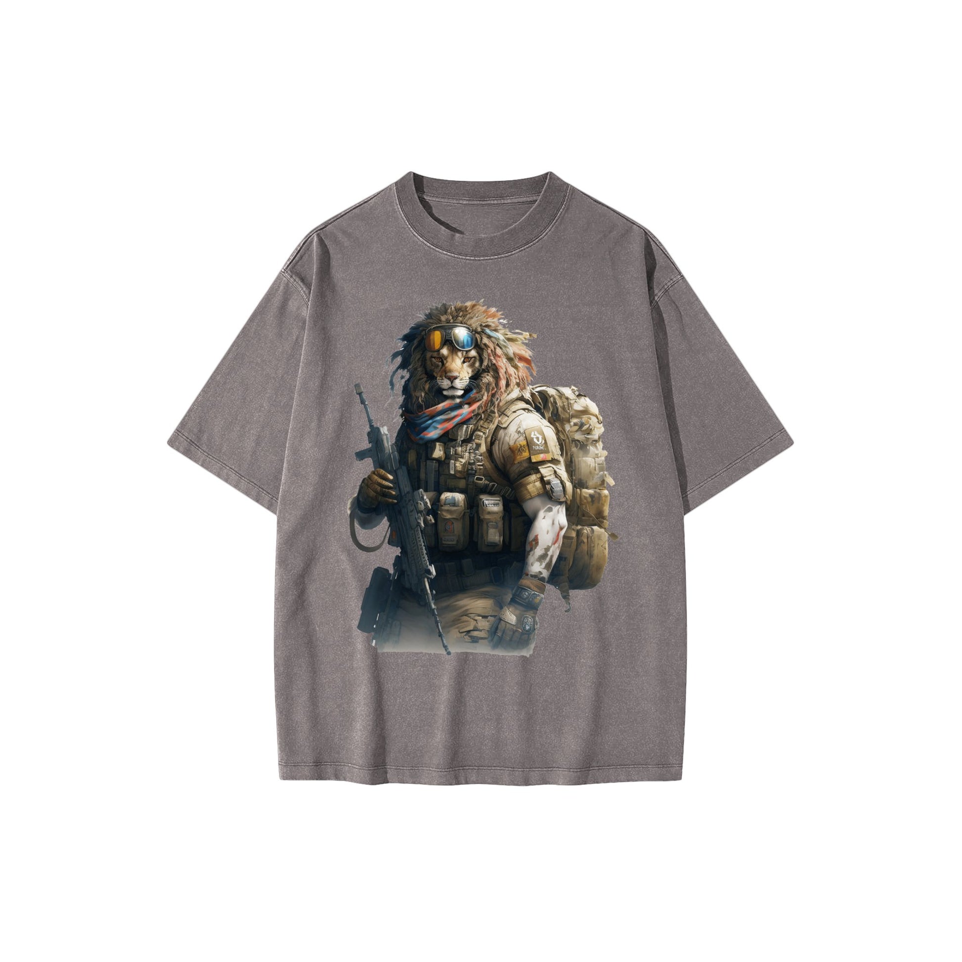 lion-warrior_-unique-hybrid-character-with-backpack-and-gun - Front