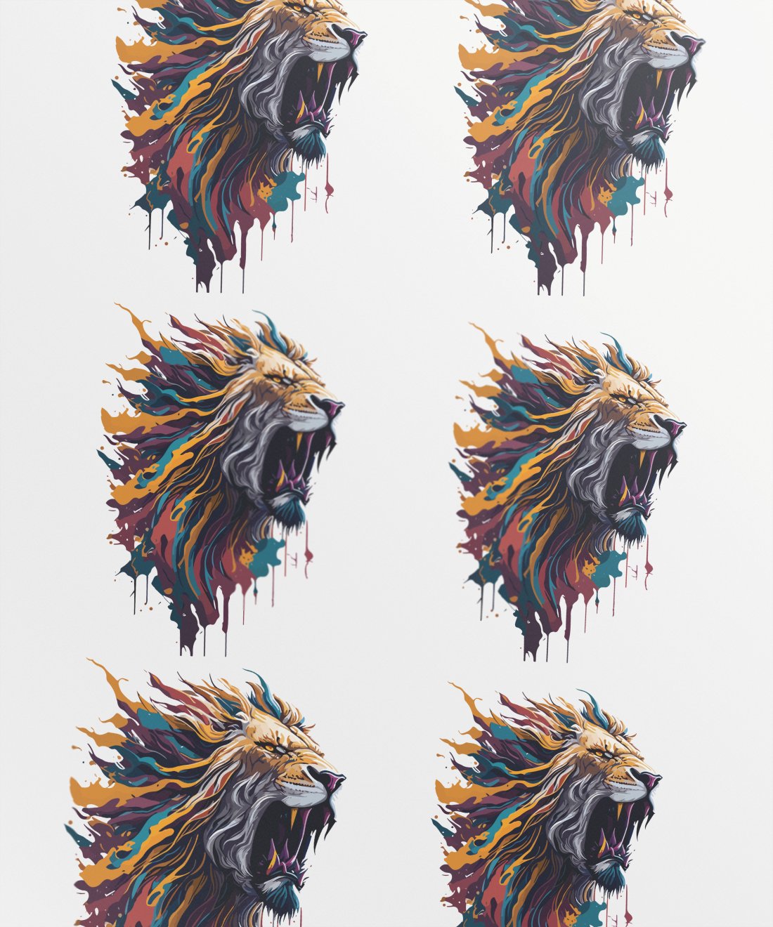 vibrant-abstract-lion-painting_-majestic-roaring-mane-in-blue-&-colors - Image 1